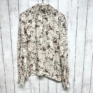 Tart Collection Blouse Women Sz Large Mock Neck Long Sleeve Cottage Core Floral